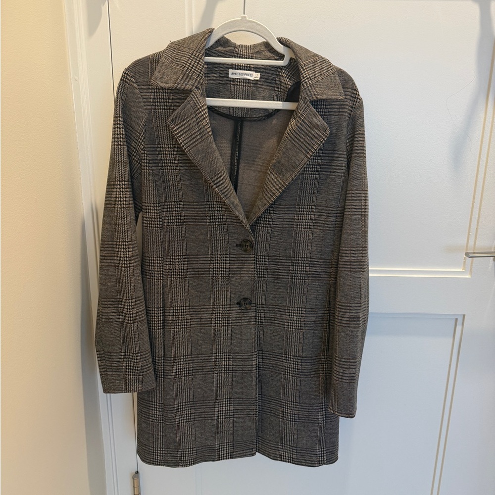 Avec Les Filles Black Plaid Blazer